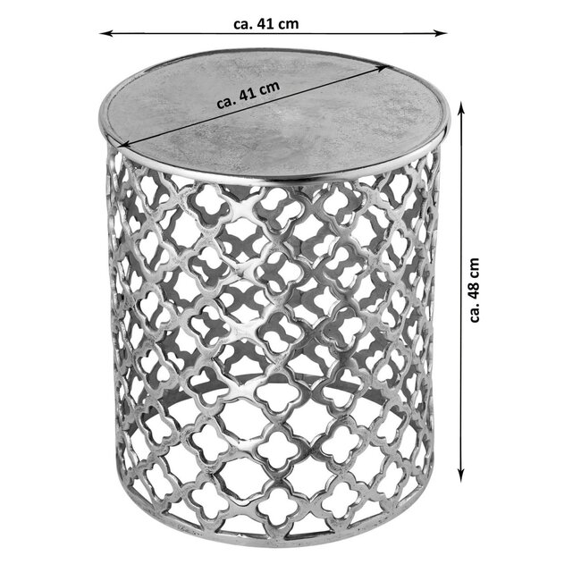 Dream-Living Decoratieve metalen bijzettafel Cairo ø 40 x 45 cm zilver aluminium