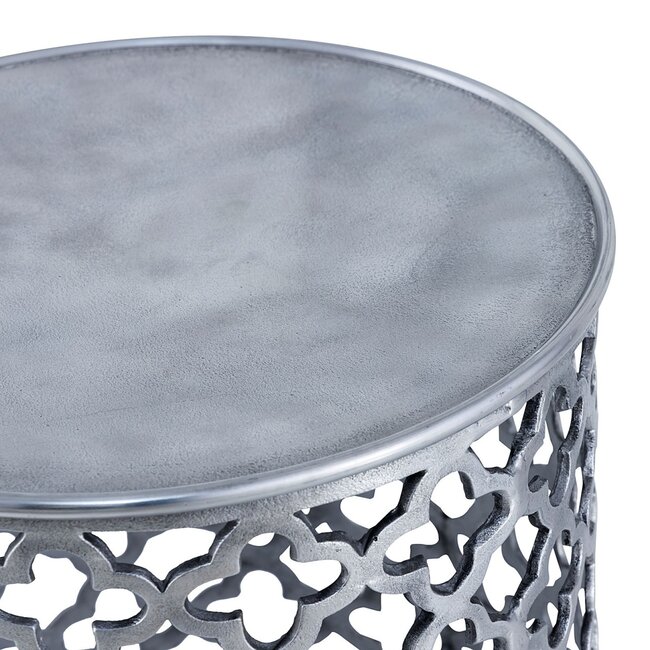 Dream-Living Decoratieve metalen bijzettafel Cairo ø 40 x 45 cm zilver aluminium