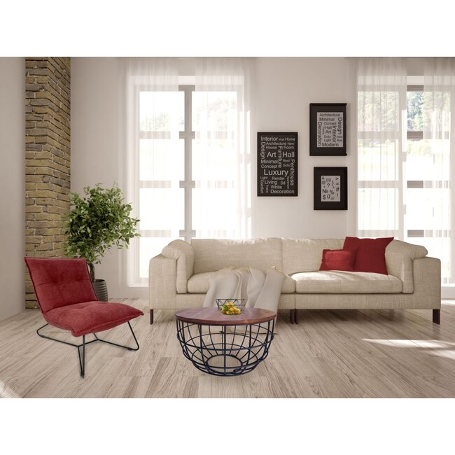 Dream-Living Bijzettafel duurzame salontafel woonkamertafel rond Lexington ø 55 cm massief metalen frame