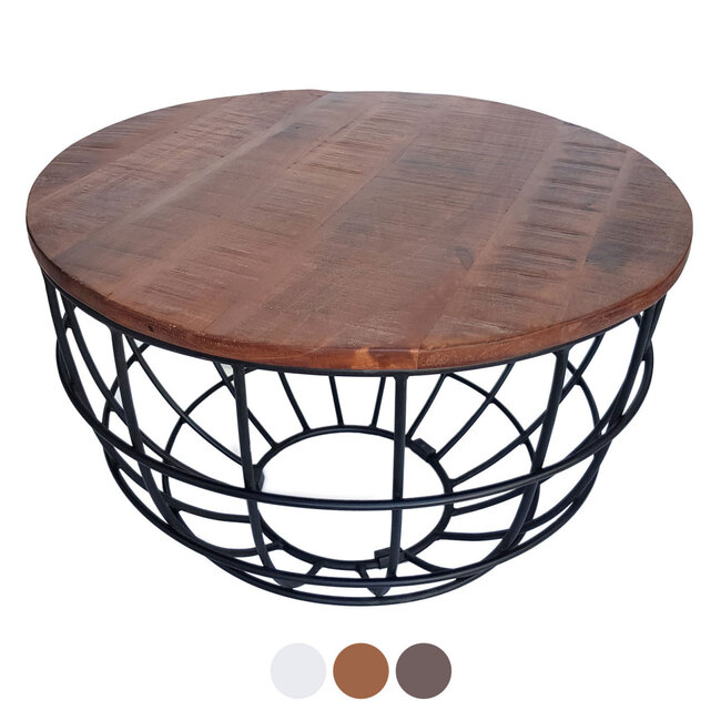 Dream-Living Bijzettafel duurzame salontafel woonkamertafel rond Lexington ø 55 cm massief metalen frame