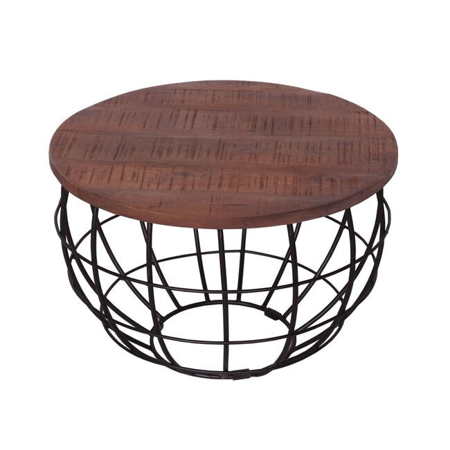 Dream-Living Salontafel ø 55 cm woonkamertafel rond bijzettafel duurzaam London metalen draadframe grid
