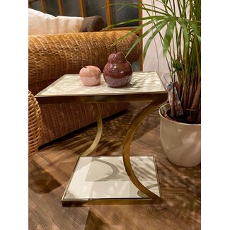 Dream-Living Bijzettafel siertafel vierkant 40 H 45 cm lampentafel salontafel Eden tafel metaal goud en emaille