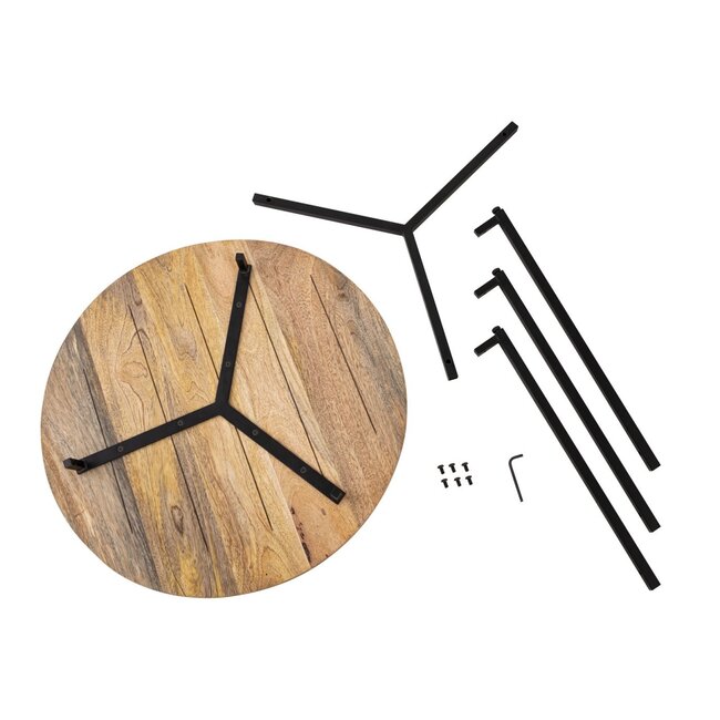 Dream-Living Salontafel La Palma ø 56cm hout- zwart metaal