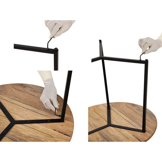 Dream-Living Salontafel La Palma ø 56cm hout- zwart metaal