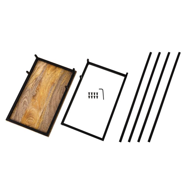 Dream-Living Banktafel-bijzettafel zwart metaal hout 25x60x40cm