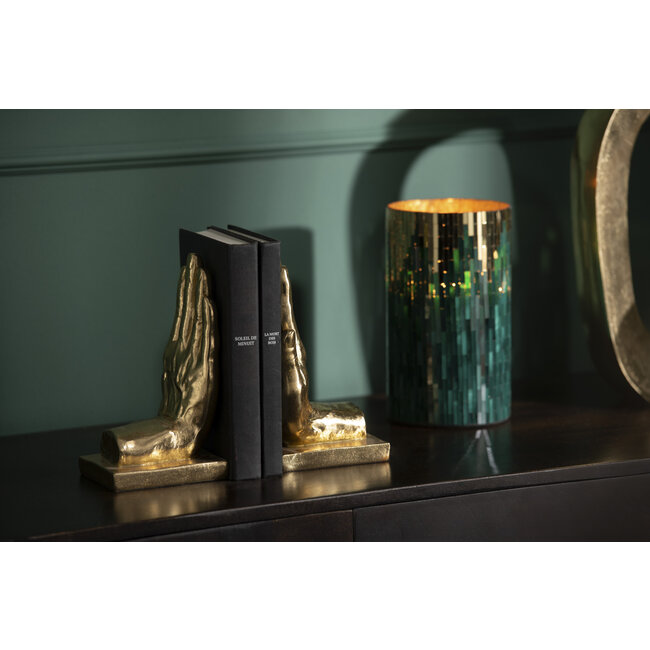 J-Line S/2 BOEKENSTEUN HANDEN POLY GOUD