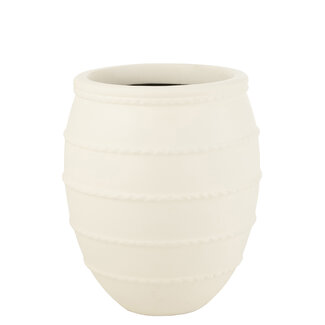 J-Line Terracotta bloempot ribbel wit 70x59 cm