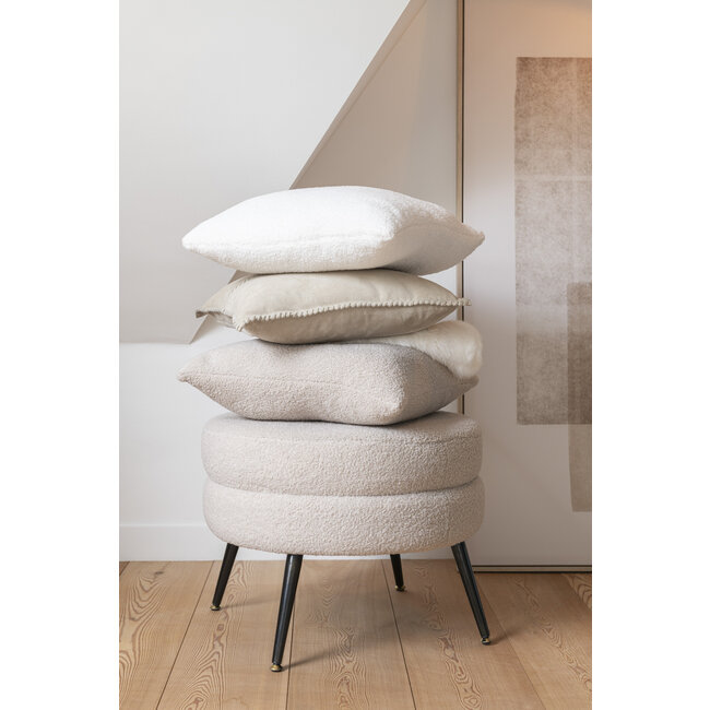 J-Line Kussen teddy wit 45x45x10cm