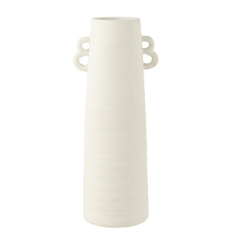 J-Line Keramieken vaas met dubbele oor wit  55x22 cm