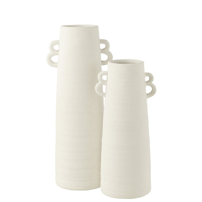 J-Line Keramieken vaas met dubbele oor wit  55x22 cm