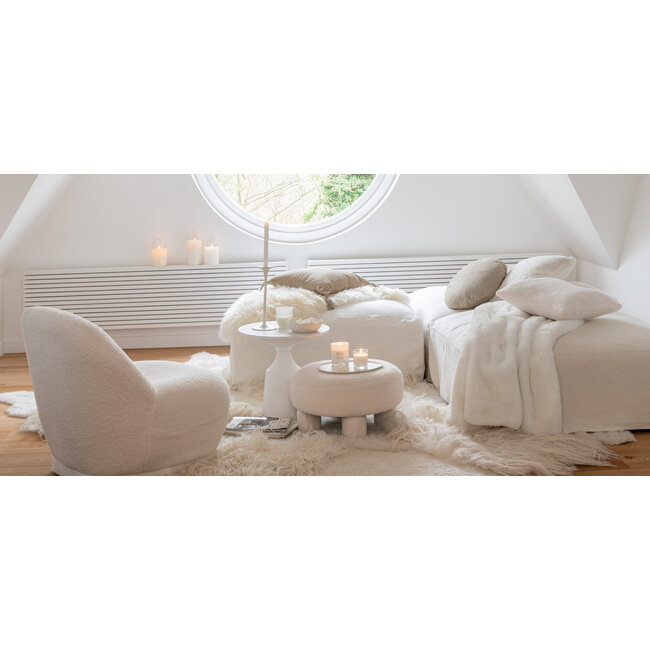 J-Line Poef teddy wit met opberg mogelijkheid 80x48x40cm