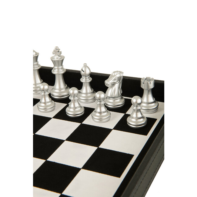 J-Line Luxe zwarte cadeau doos kaartspel - schaakspel imitatie leer 35x35x10cm