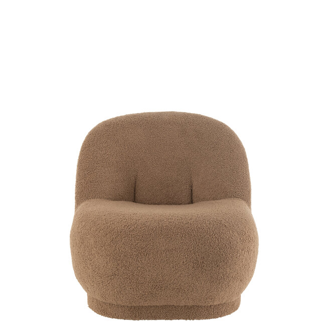 J-Line Fauteuil teddy fluweelbruin 78x72x88cm