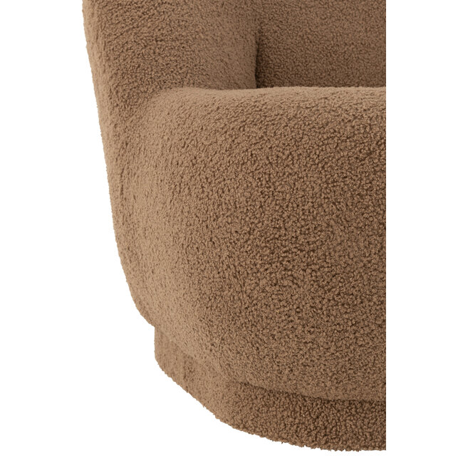 J-Line Fauteuil teddy fluweelbruin 78x72x88cm