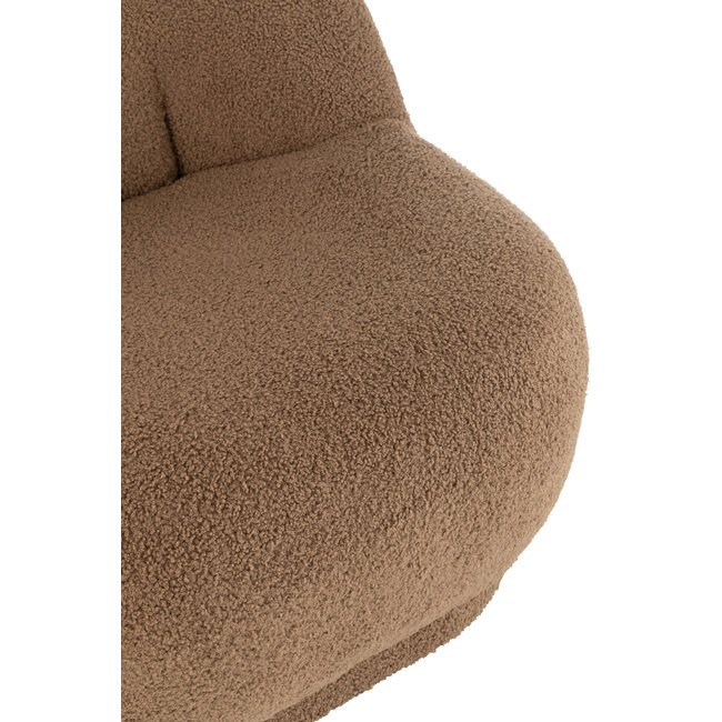 J-Line Fauteuil teddy fluweelbruin 78x72x88cm