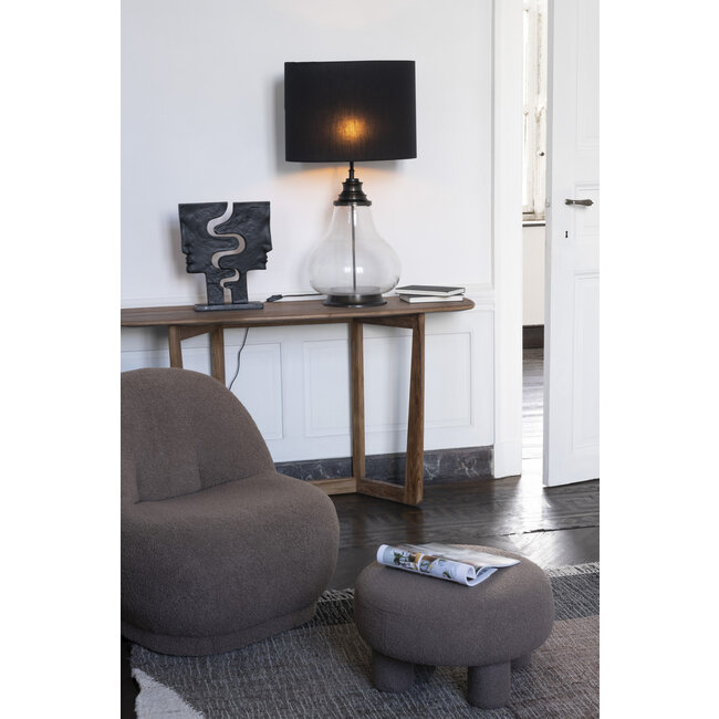 J-Line Fauteuil teddy fluweelbruin 78x72x88cm