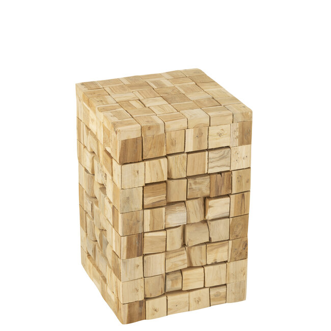 J-Line Bijzettafel/Krukje teak hout 45x30cm