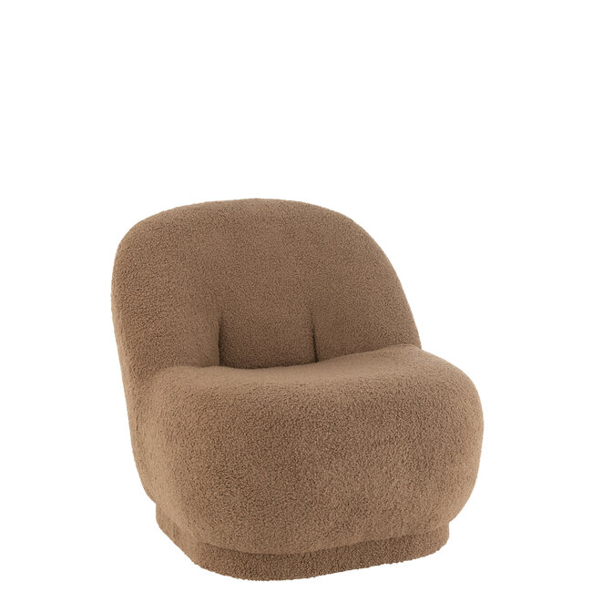 J-Line Fauteuil teddy fluweelbruin 78x72x88cm