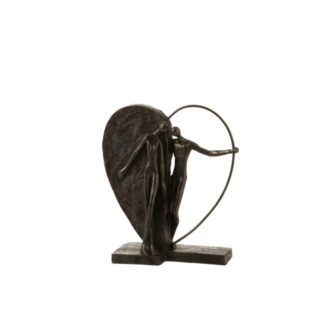 J-Line Beeld Koppel In Half Opgevuld Hart 28x31x10cm