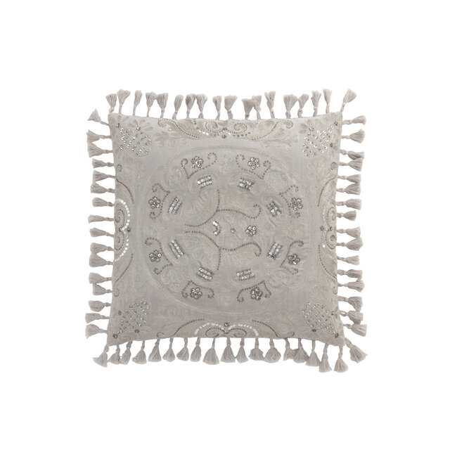 J-Line KUSSEN MAROKKAANS+TAS VELV GRIJS