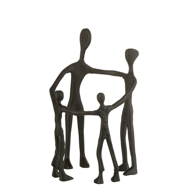 J-Line Familie kring  zwart  31x 22x21 cm