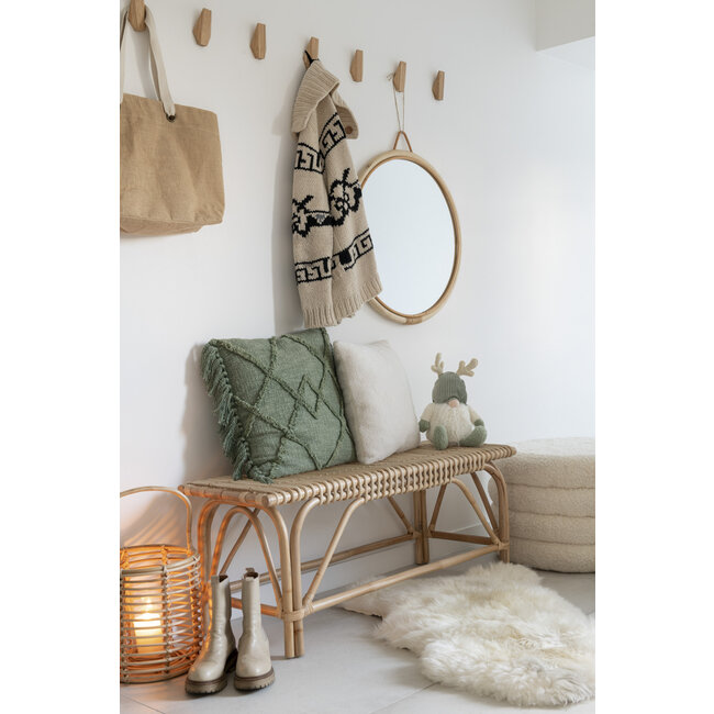 J-Line Witte ronde poef teddy 40x65 cm