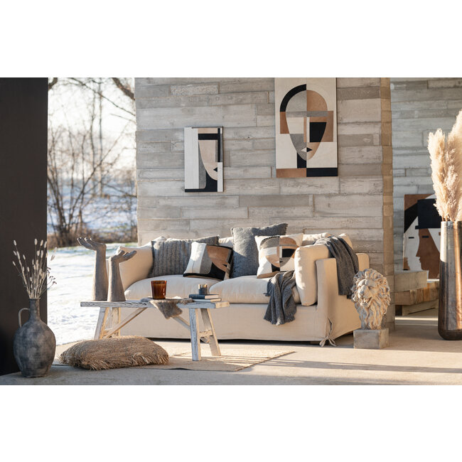 J-Line KUSSEN RECHTHOEK RAFFIA NAT