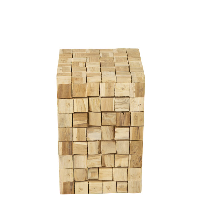 J-Line Bijzettafel/Krukje teak hout 45x30cm