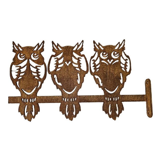 Dream-Garden Tuindecoratie  horen-zien-zwijgen uilen -H20 x B33cm