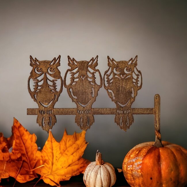 Dream-Garden Tuindecoratie  horen-zien-zwijgen uilen -H20 x B33cm