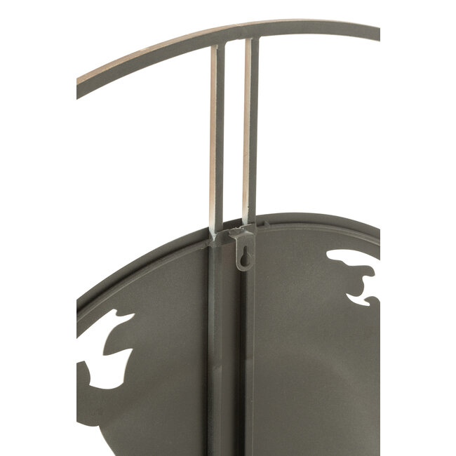 J-Line Xxl klok map of the world metaal bruin 90 cm