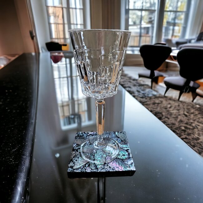 Dream-Living Zes onderzetters donkere Abalone schelpen 10x10x1cm