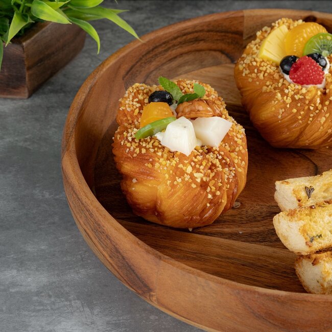 Dream-Living Handgedraaide Acacia houten schalen set ø 30cm 8 delig