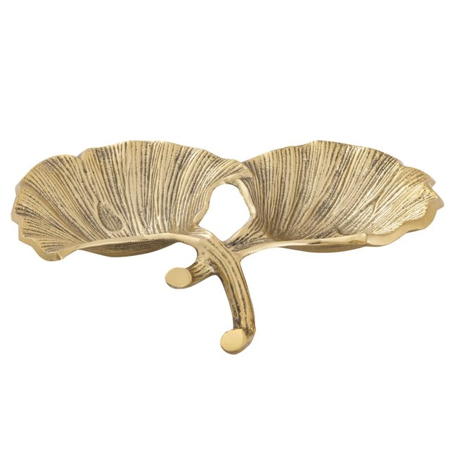 Dream-Living Decoratieve schaaltjes ginkgo 2 bladeren goud