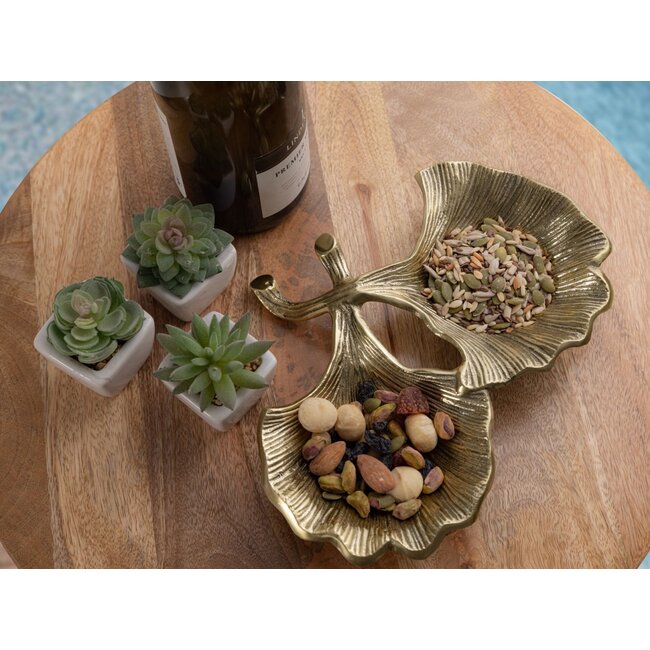 Dream-Living Decoratieve schaaltjes ginkgo 2 bladeren goud