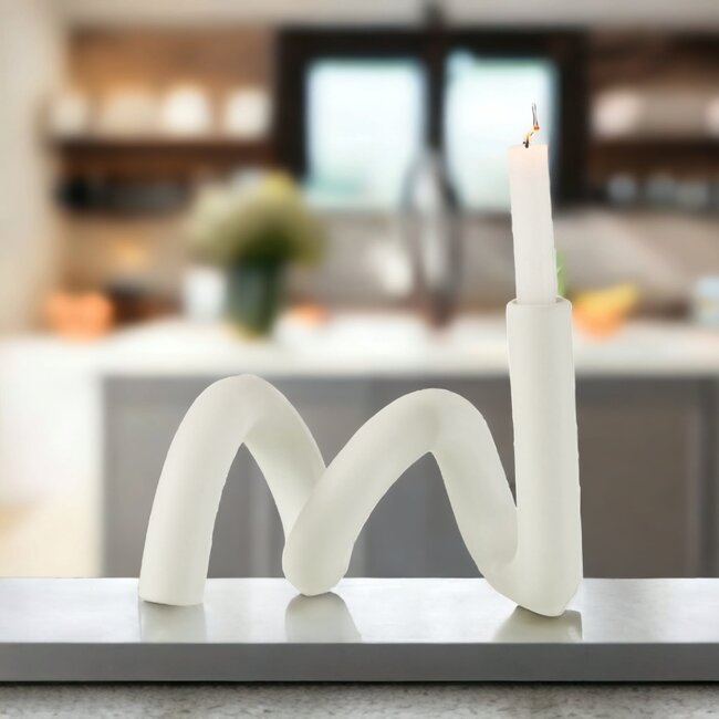 Jolipa Kaarsenstandaard kronkel wit 27x18x15cm