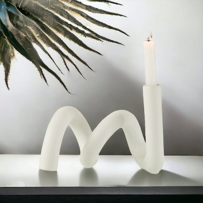 Jolipa Kaarsenstandaard kronkel wit 27x18x15cm