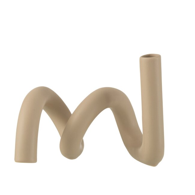 Jolipa Kaarsenstandaard kronkel beige 27x18x15cm