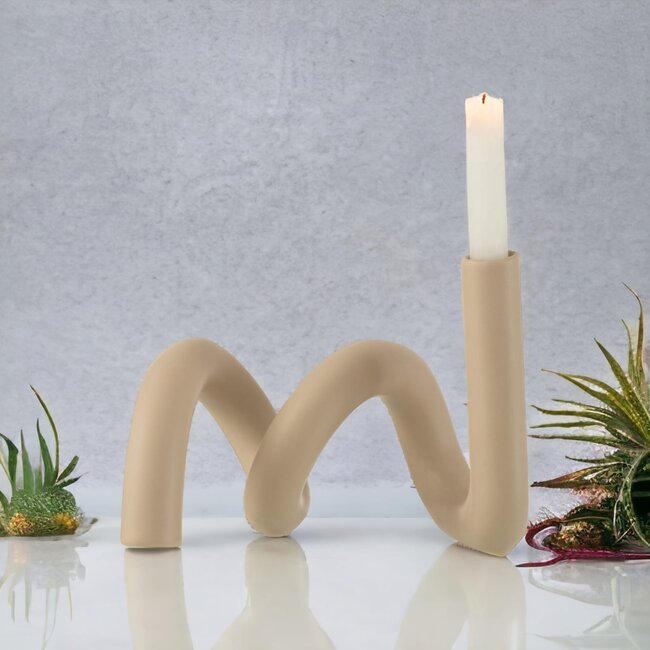 Jolipa Kaarsenstandaard kronkel beige 27x18x15cm