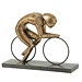 J-Line Wielrenner op voetstuk goudkleurig groot 37.5x29.5x11cm