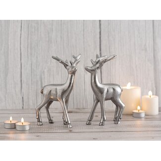 Dream-Living Decoratief Herten set van 2 stuks zilver 20x20x23 cm