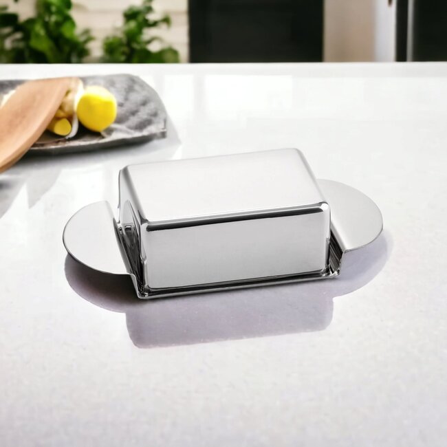 Weis. RVS Botervloot - kaasstolp met geslepen rand  22.5x10.5x6cm