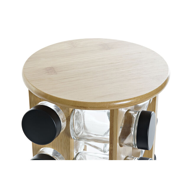 Dream-Living Bamboe kruidenrek met 12 glazen potten 18x18x25cm