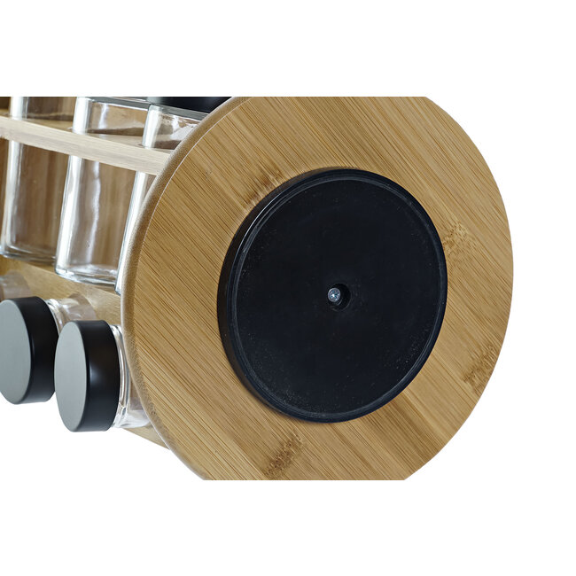 Dream-Living Bamboe kruidenrek met 12 glazen potten 18x18x25cm