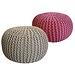 Dream-Living Ronde poef 2 stuks licht grijs en roze 55x55x37cm