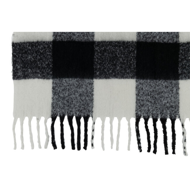 J-Line Geruite plaid zwart wit 127 x 152 cm