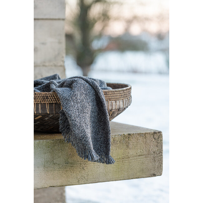 J-Line Plaid etnisch katoen blauw 170 x 130 cm