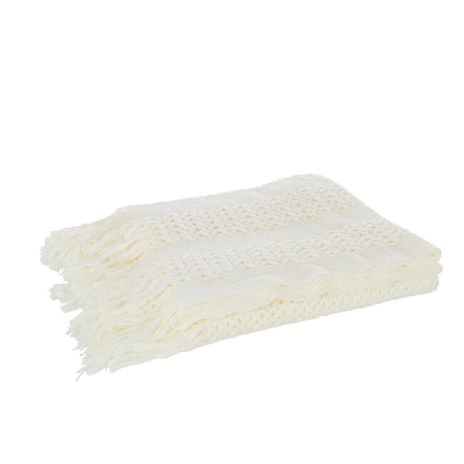 J-Line Plaid Knitted Acrylic White