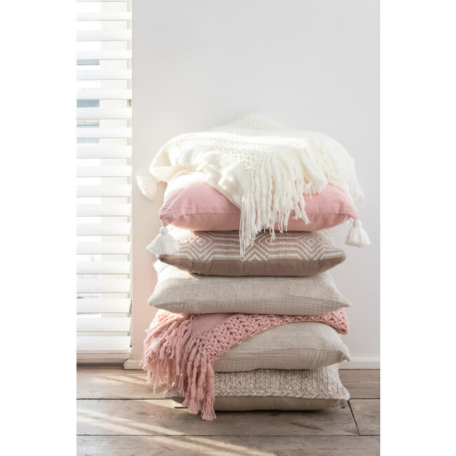 J-Line Plaid Knitted Acrylic White