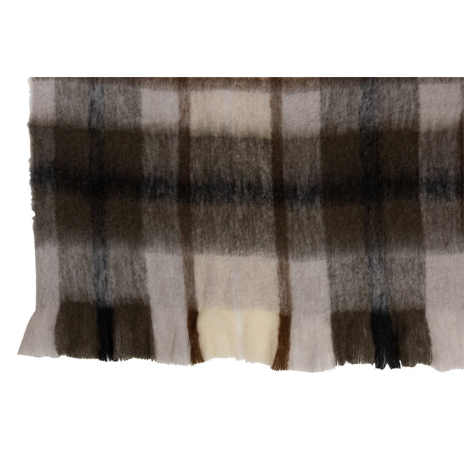 J-Line Plaid Rhombus Acrylic/Wool Brown/Grey/White